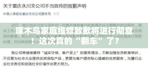 啄木鸟家庭维修致歉将进行彻查！这次真的“翻车”了？