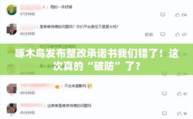 啄木鸟发布整改承诺书我们错了！这次真的“破防”了？