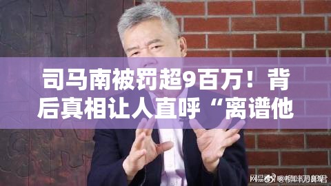 司马南被罚超9百万！背后真相让人直呼“离谱他妈给离谱开门”！